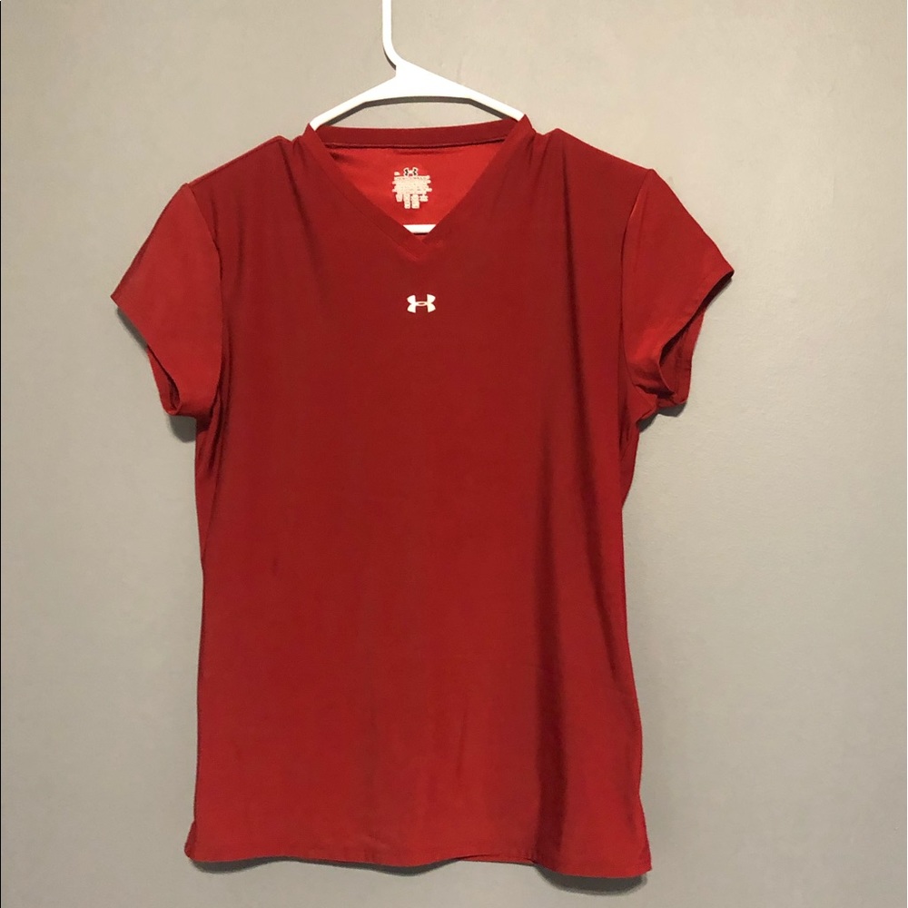 Under Armor active wear red shirt